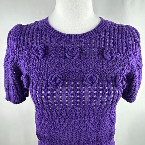 Tristan boho romantic purple crochet knit top – Women's Small - Picture 1 of 7